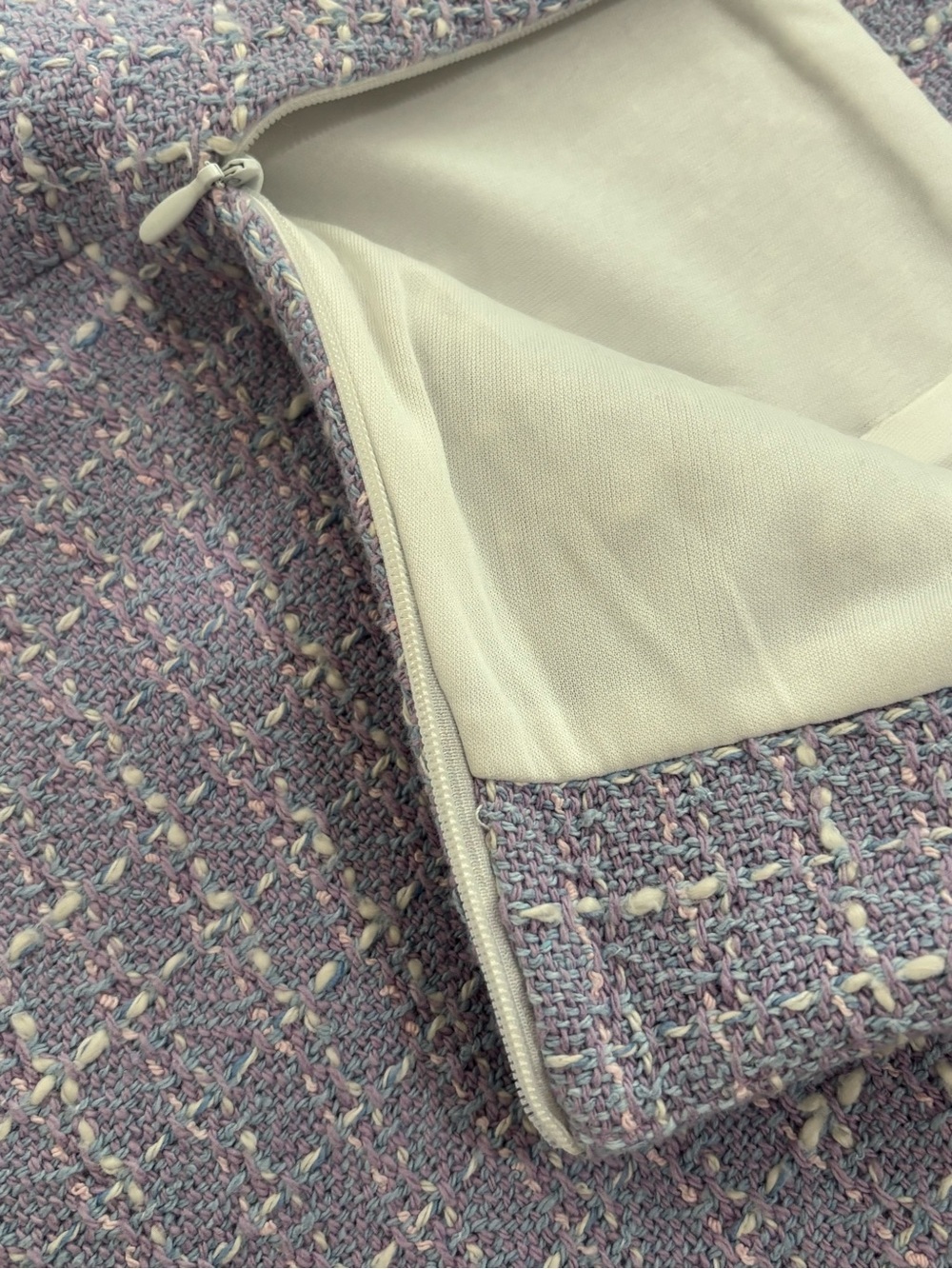 Zara Lavender Tweed Mini Skirt Size L - Picture 6 of 10